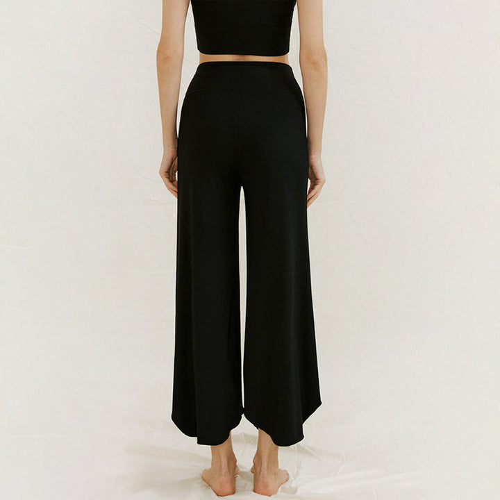 Buddha Stones Casual Plain Loose Irregular Geometric Hem Women's Leica Wide Leg Pants - image 24