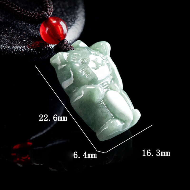 Buddha Stones Lucky Cat Jade Abundance Necklace Pendant - image 6