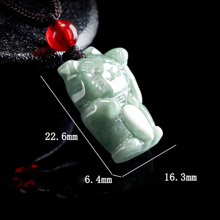 Buddha Stones Lucky Cat Jade Abundance Necklace Pendant - image 6
