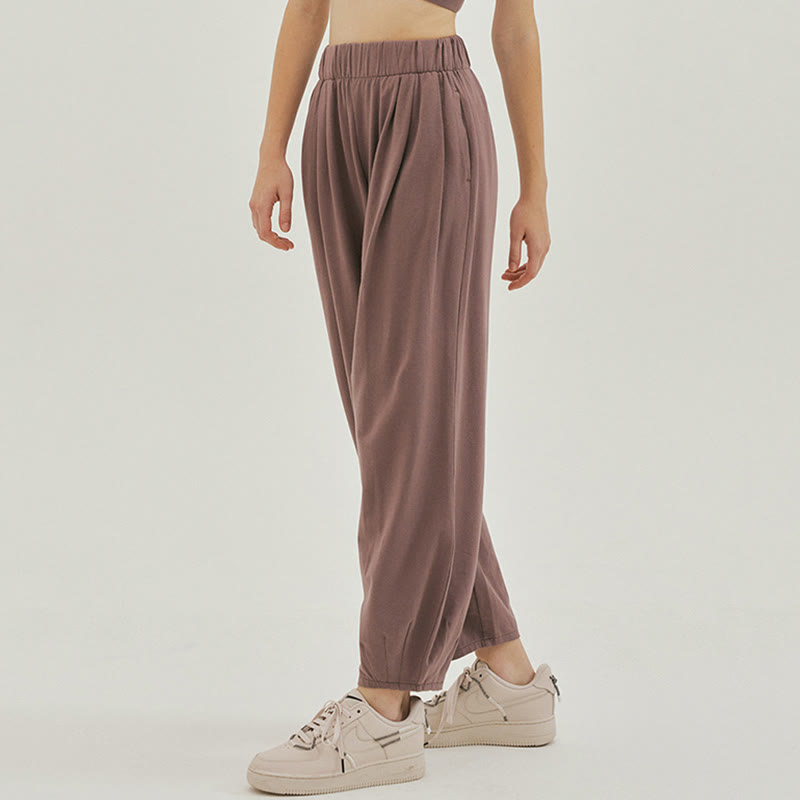 Buddha Stones Casual Plain Breathable Loose Women's Leica Harem Pants With Pockets - image 21