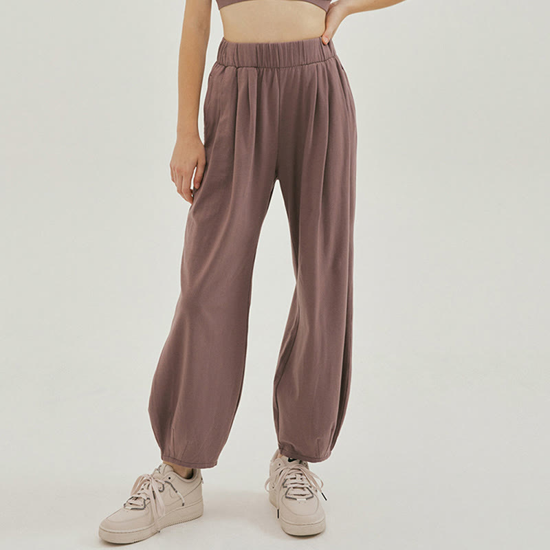 Buddha Stones Casual Plain Breathable Loose Women's Leica Harem Pants With Pockets - RosyBrown - US4，UK/AU8，EU36 (L) - image 20