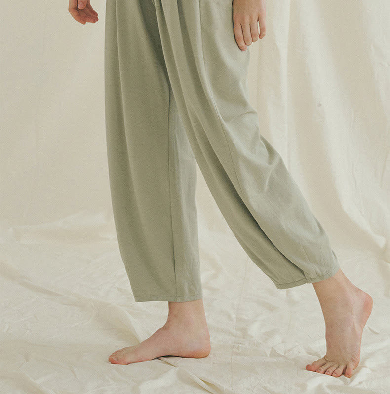 Buddha Stones Casual Plain Breathable Loose Women's Leica Harem Pants With Pockets - image 19