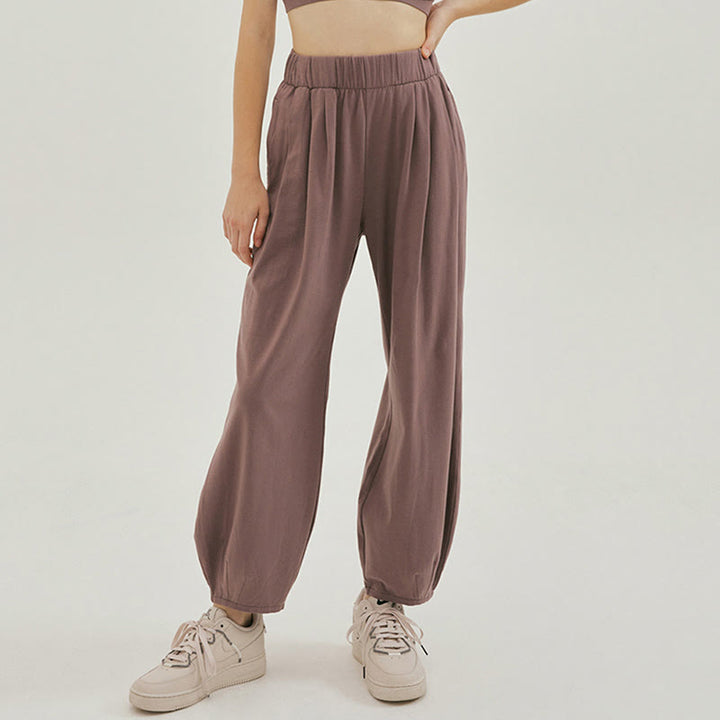 Buddha Stones Casual Plain Breathable Loose Women's Leica Harem Pants With Pockets - RosyBrown - US4，UK/AU8，EU36 (L) - image 20