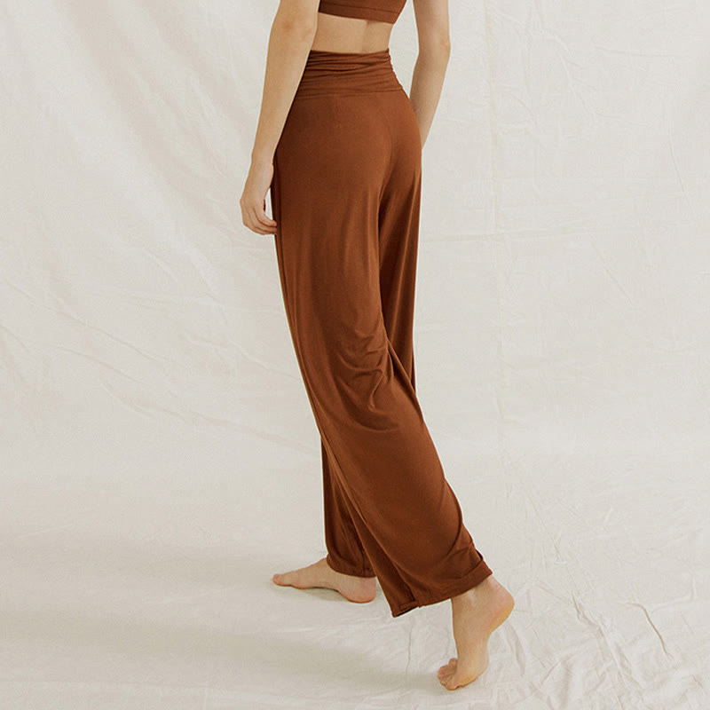 Buddha Stones Casual Plain High Waist Loose Fit Women's Leica Wide Leg Pants - image 5