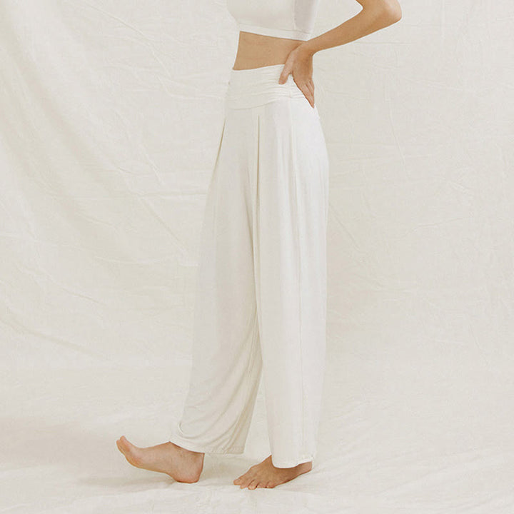 Buddha Stones Casual Plain High Waist Loose Fit Women's Leica Wide Leg Pants - image 14