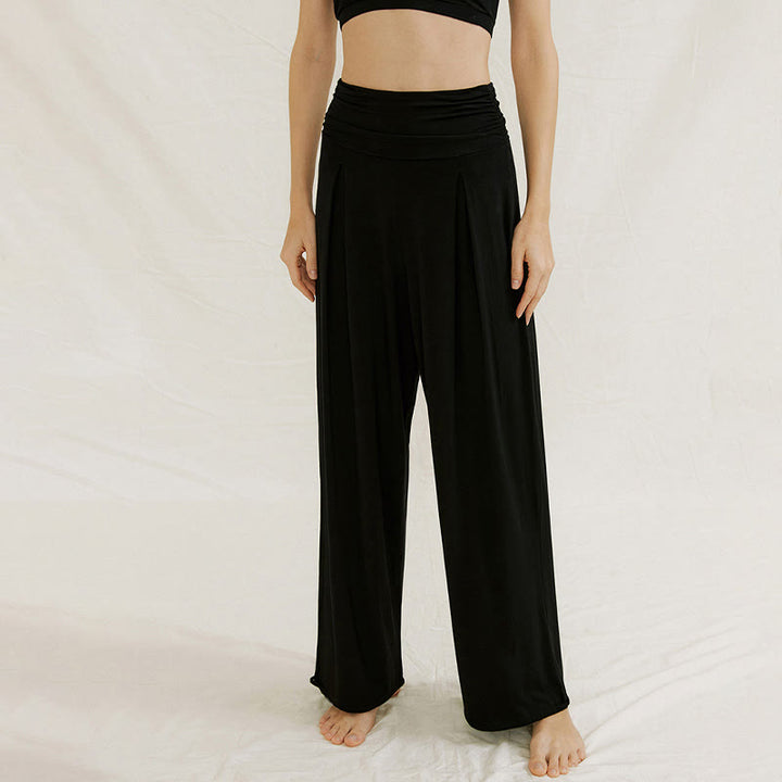 Buddha Stones Casual Plain High Waist Loose Fit Women's Leica Wide Leg Pants - image 20
