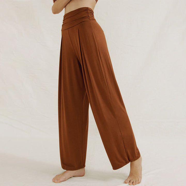 Buddha Stones Casual Plain High Waist Loose Fit Women's Leica Wide Leg Pants - image 1