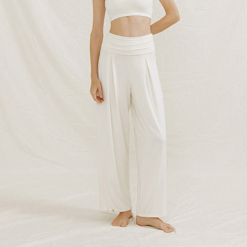 Buddha Stones Casual Plain High Waist Loose Fit Women's Leica Wide Leg Pants - image 13