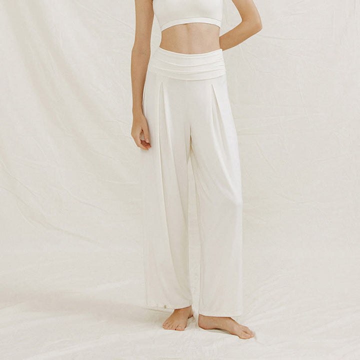 Buddha Stones Casual Plain High Waist Loose Fit Women's Leica Wide Leg Pants - image 13