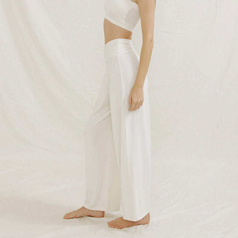 Buddha Stones Casual Plain High Waist Loose Fit Women's Leica Wide Leg Pants - image 12