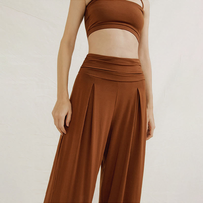 Buddha Stones Casual Plain High Waist Loose Fit Women's Leica Wide Leg Pants - image 6