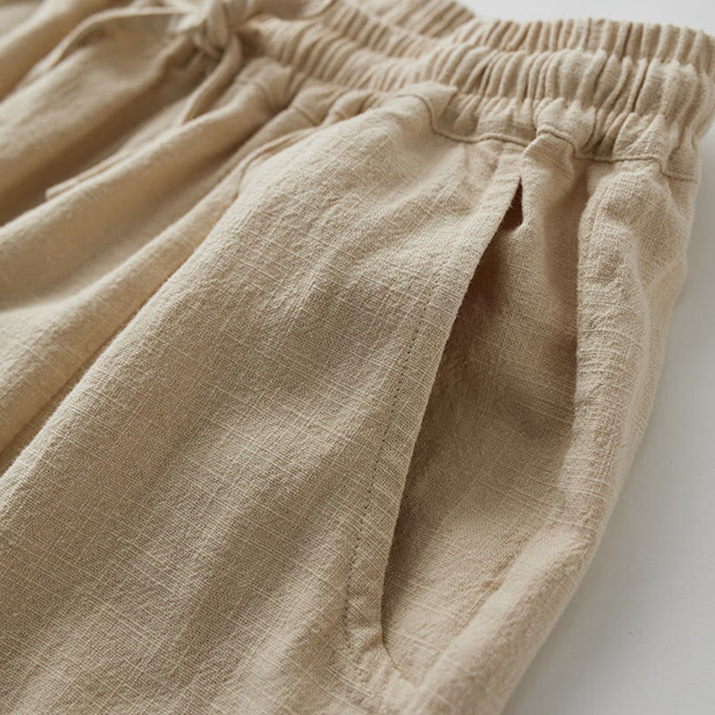 Buddha Stones Casual Plain Loose Straight Leg Women's Ramie Cotton Wide Leg Pants With Pockets - image 25