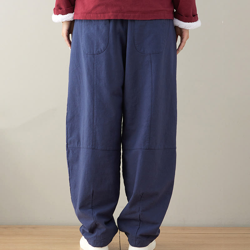 Buddha Stones Casual Plain Loose Women's Cotton Pants With Pockets - image 1