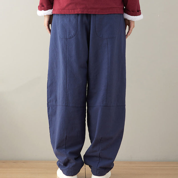 Buddha Stones Casual Plain Loose Women's Cotton Pants With Pockets - image 1