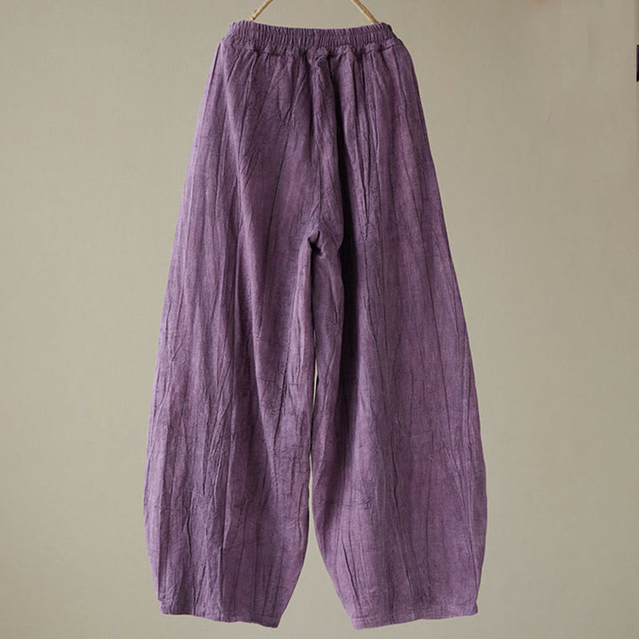 Buddha Stones Casual Plain Loose Tie-Dye Distressed Women's Ramie Pants With Pockets - image 20