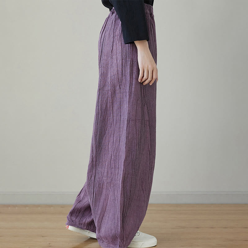 Buddha Stones Casual Plain Loose Tie-Dye Distressed Women's Ramie Pants With Pockets - image 18