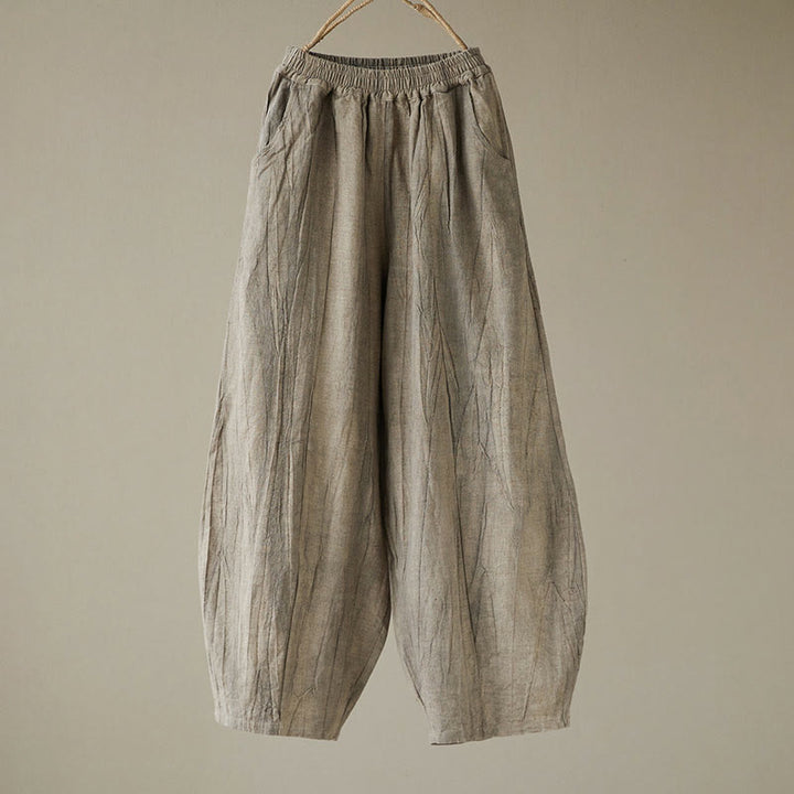 Buddha Stones Casual Plain Loose Tie-Dye Distressed Women's Ramie Pants With Pockets - image 24