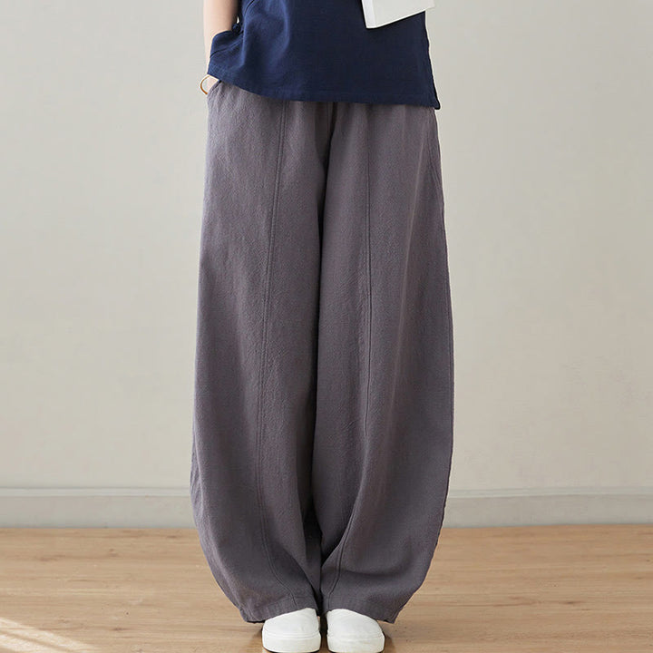 Buddha Stones Casual Plain Loose Rope Women's Cotton Linen Pants With Pockets - image 12