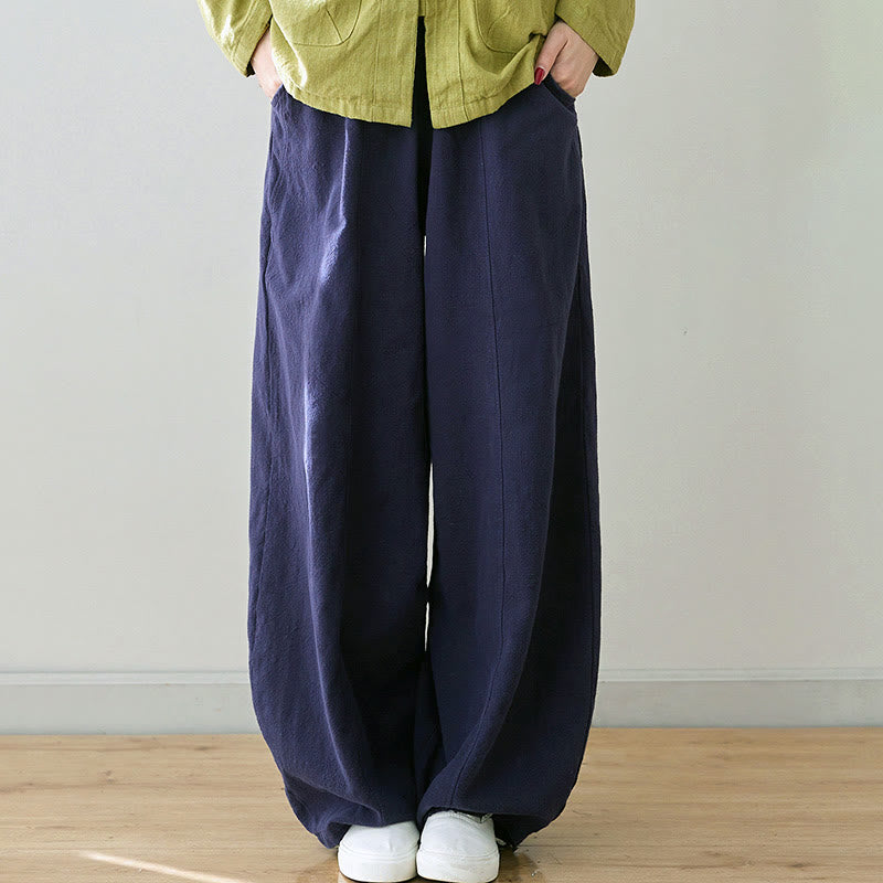 Buddha Stones Casual Plain Loose Rope Women's Cotton Linen Pants With Pockets - DarkSlateBlue - US6，UK/AU10，EU38 (L) - image 18