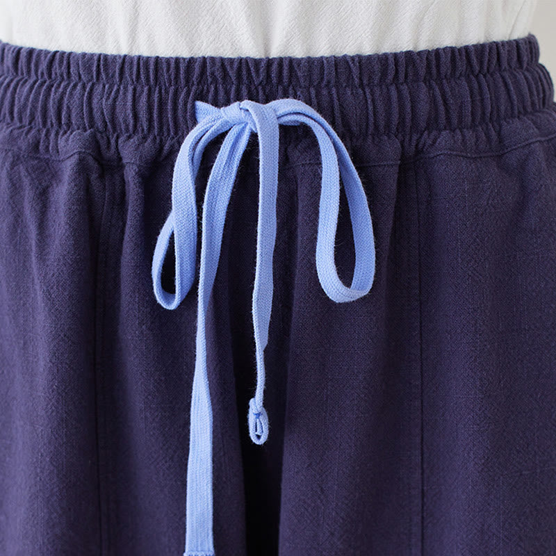 Buddha Stones Casual Plain Loose Rope Women's Cotton Linen Pants With Pockets - image 19