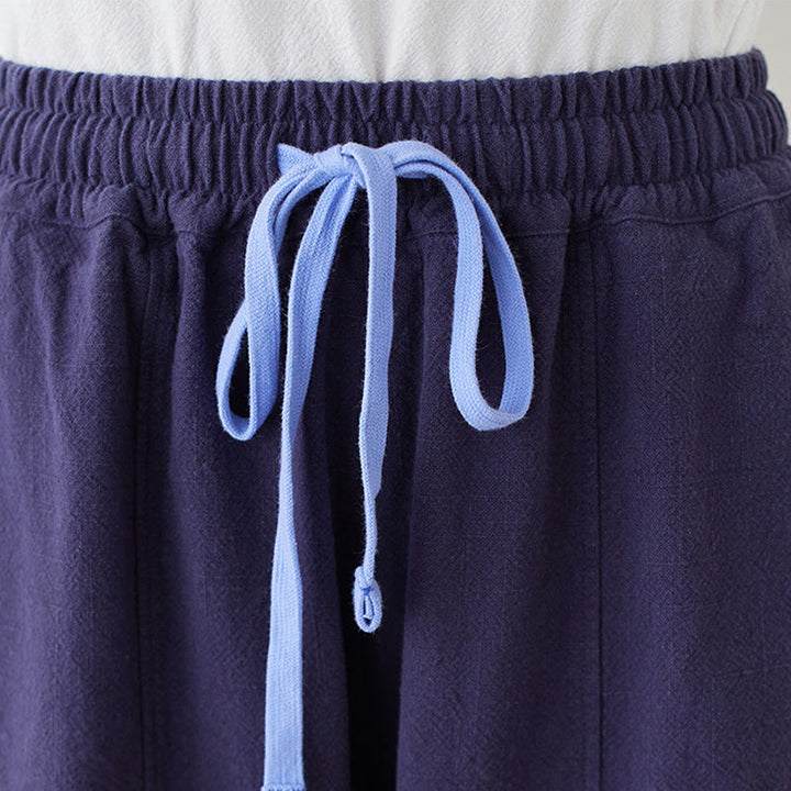 Buddha Stones Casual Plain Loose Rope Women's Cotton Linen Pants With Pockets - image 19