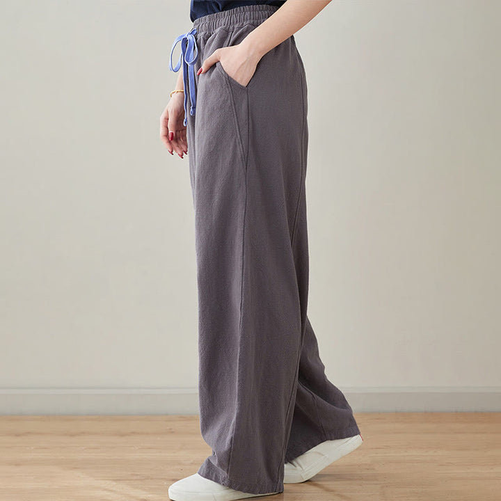 Buddha Stones Casual Plain Loose Rope Women's Cotton Linen Pants With Pockets - image 13