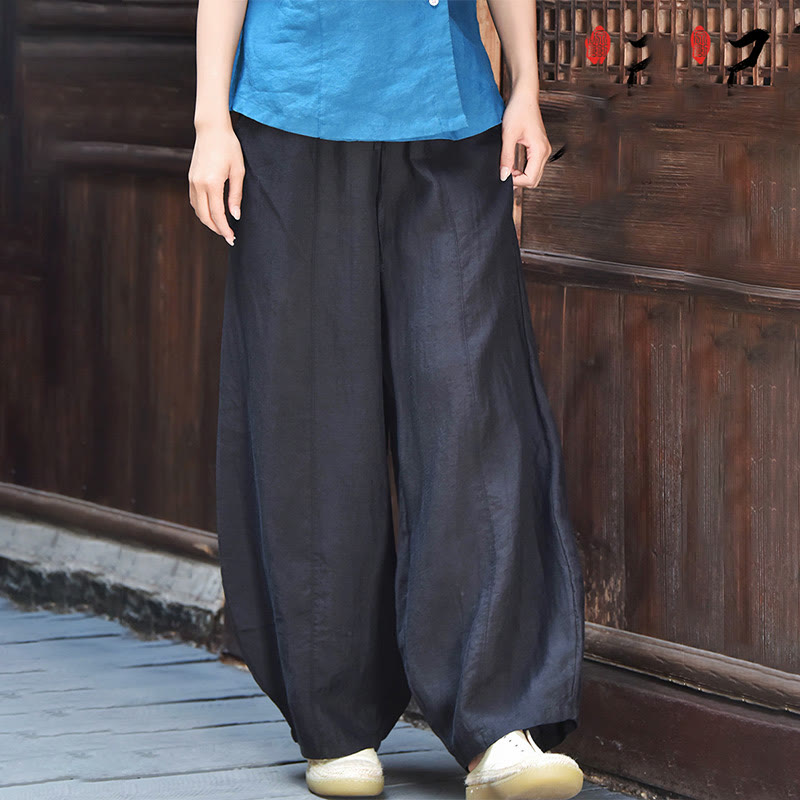Buddha Stones Casual Plain Loose Rope Women's Cotton Linen Pants With Pockets - DimGray - US6，UK/AU10，EU38 (L) - image 22