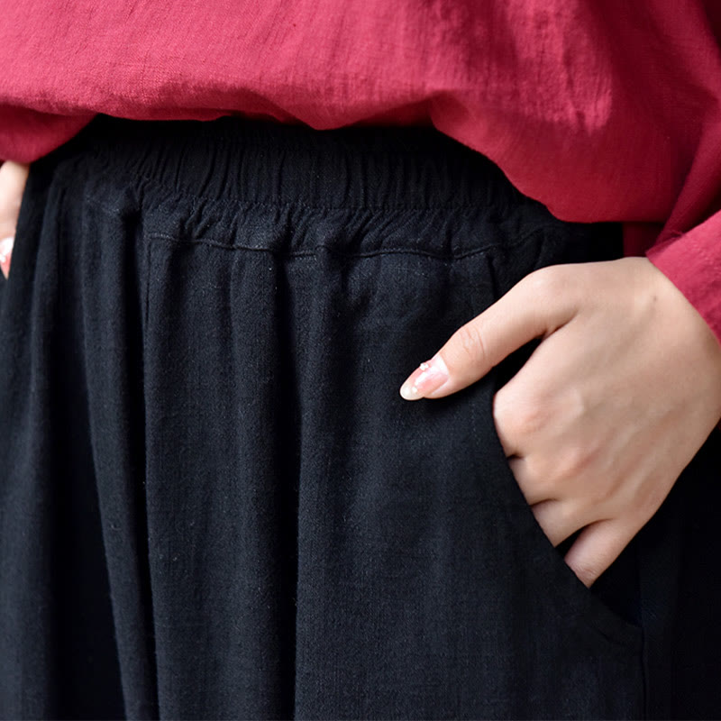 Buddha Stones Casual Plain Loose Women's Linen Pants With Pockets - image 15