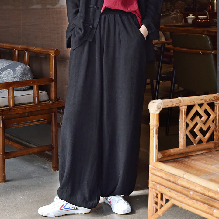 Buddha Stones Casual Plain Loose Women's Linen Pants With Pockets - image 14