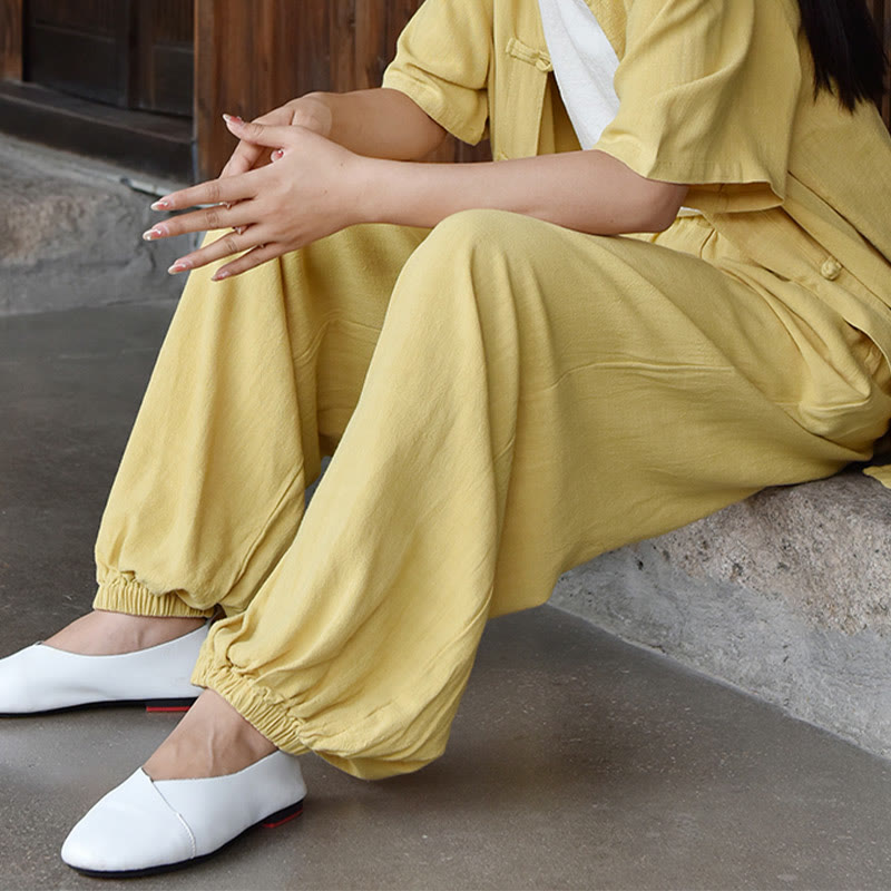 Buddha Stones Casual Plain Loose Women's Linen Pants With Pockets - image 23