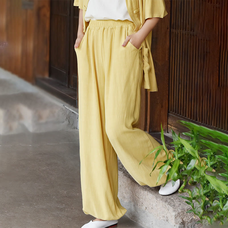 Buddha Stones Casual Plain Loose Women's Linen Pants With Pockets - image 20