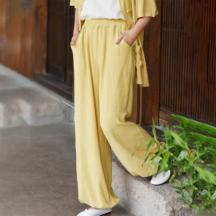 Buddha Stones Casual Plain Loose Women's Linen Pants With Pockets - image 20