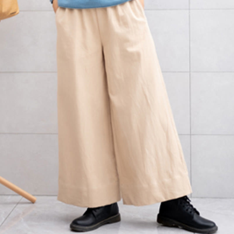 Buddha Stones Casual Plain Loose Women's Ramie Wide Leg Pants With Pockets - Bisque - US6，UK/AU10，EU38 (L) - image 20