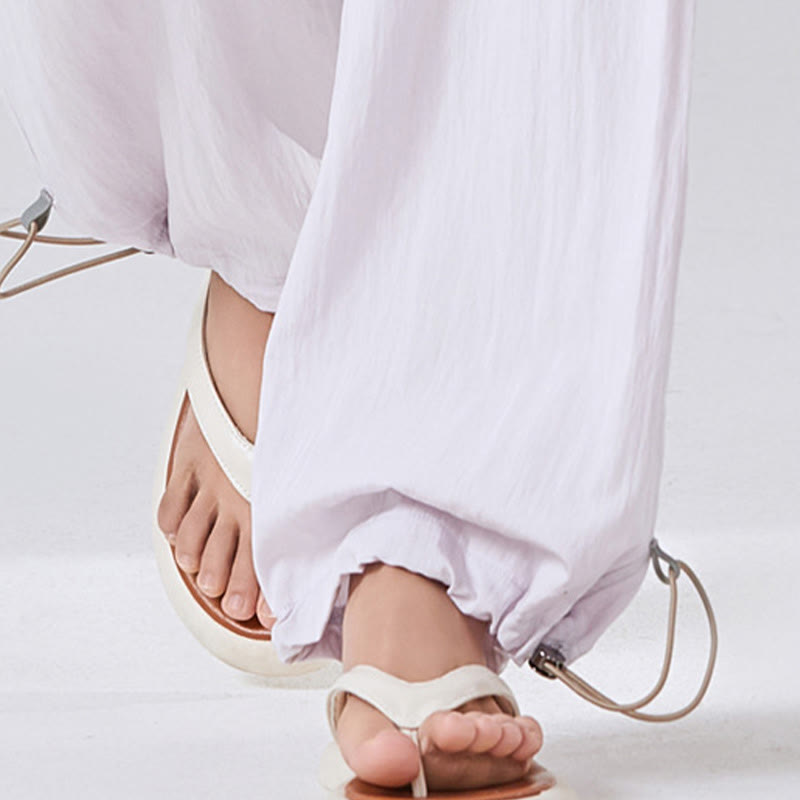 Buddha Stones Casual Plain Loose High elastic belly support Women's Viscose Wide Leg Pants With Pockets - image 10