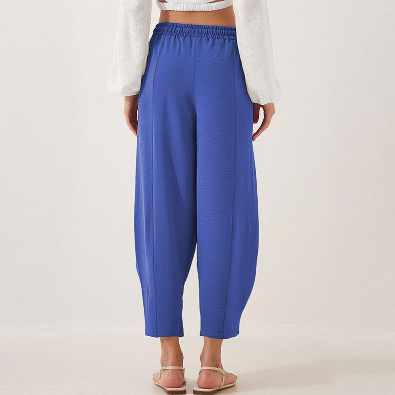 Buddha Stones Casual Plain Loose Drawstring Women's Polyester 7/8 Length Pants  With Pockets - image 4