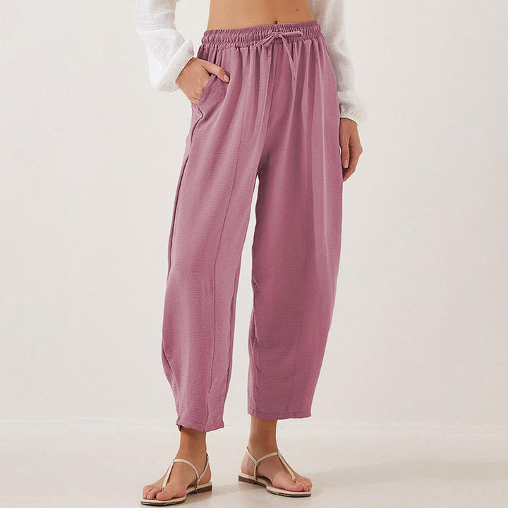 Buddha Stones Casual Plain Loose Drawstring Women's Polyester 7/8 Length Pants  With Pockets - image 8