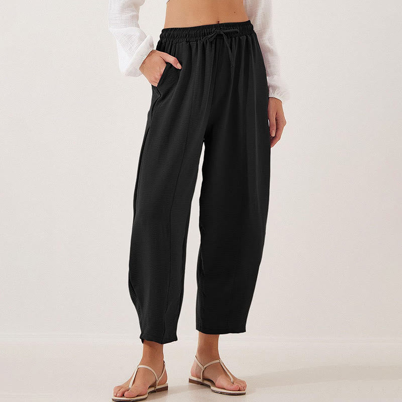 Buddha Stones Casual Plain Loose Drawstring Women's Polyester 7/8 Length Pants  With Pockets - image 10