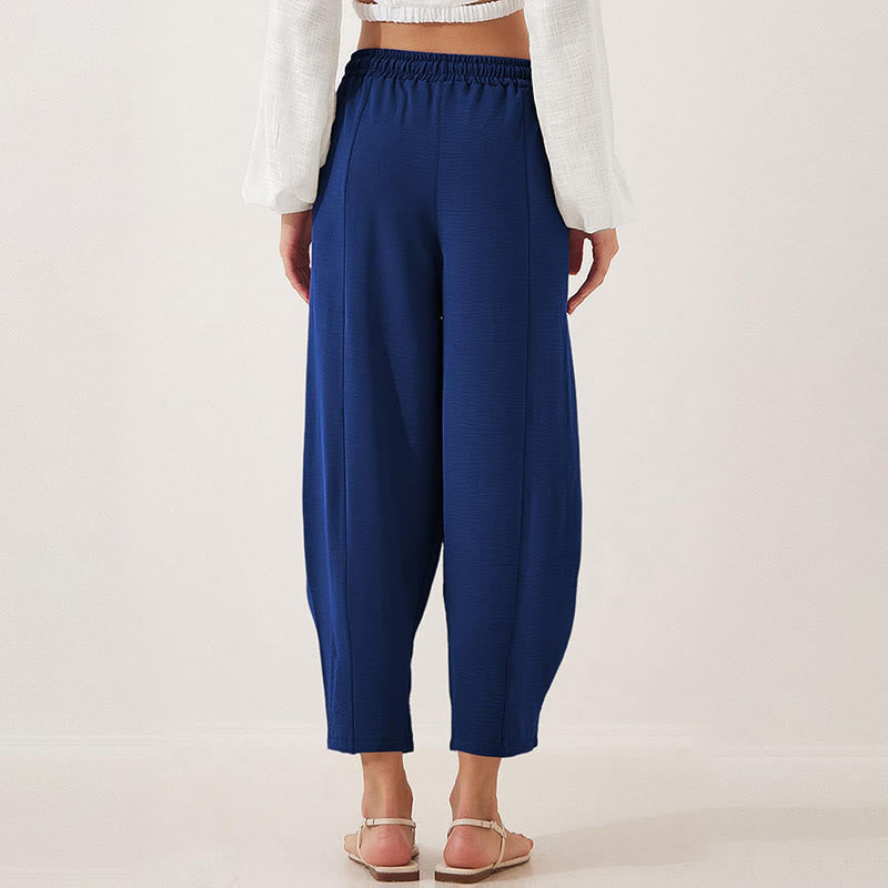 Buddha Stones Casual Plain Loose Drawstring Women's Polyester 7/8 Length Pants  With Pockets - image 31