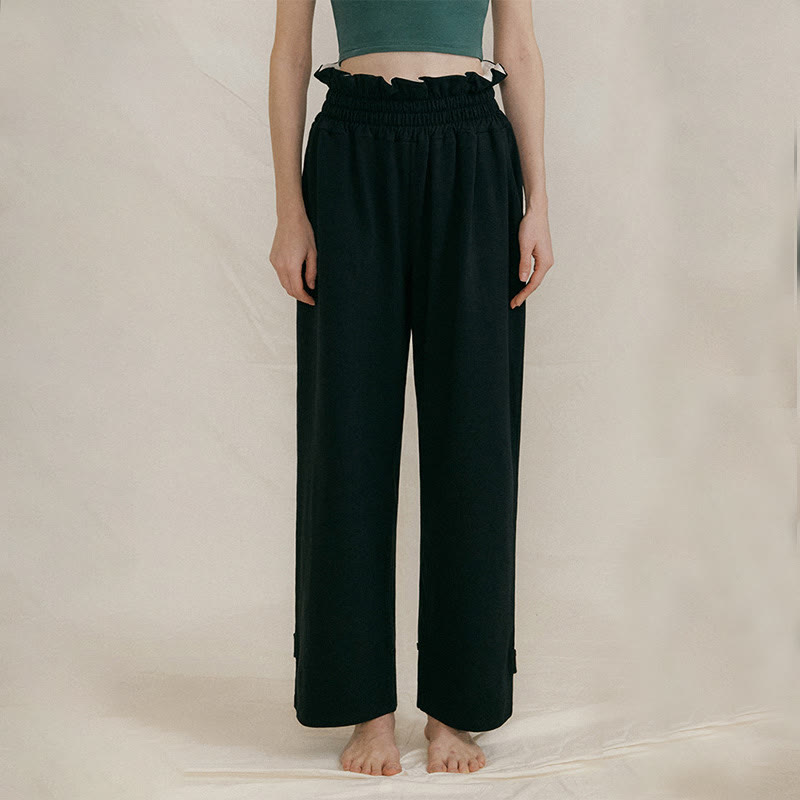 Buddha Stones Casual Buckle Loose Women's Spandex Pants With Pockets - Black - US6，UK/AU10，EU38 (XL) - image 10