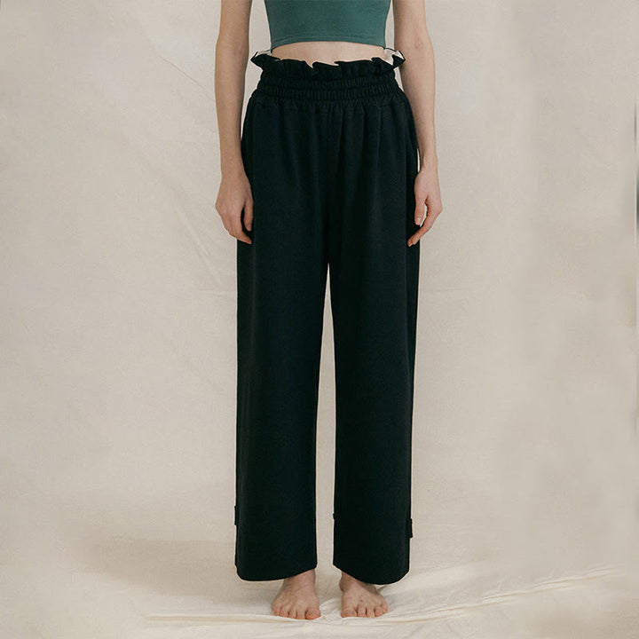 Buddha Stones Casual Buckle Loose Women's Spandex Pants With Pockets - Black - US6，UK/AU10，EU38 (XL) - image 10