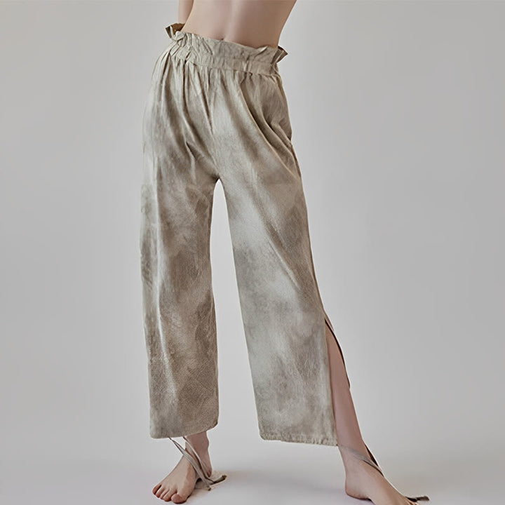 Buddha Stones Casual Trouser Leg Ties Ink Printing Women's Spandex Pants - Wheat - US6，UK/AU10，EU38 (XL) - image 6