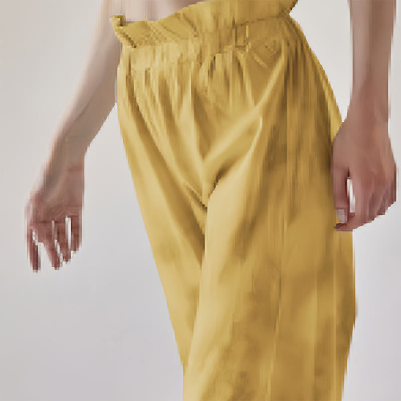 Buddha Stones Casual Trouser Leg Ties Ink Printing Women's Spandex Pants - Goldenrod - US6，UK/AU10，EU38 (XL) - image 10