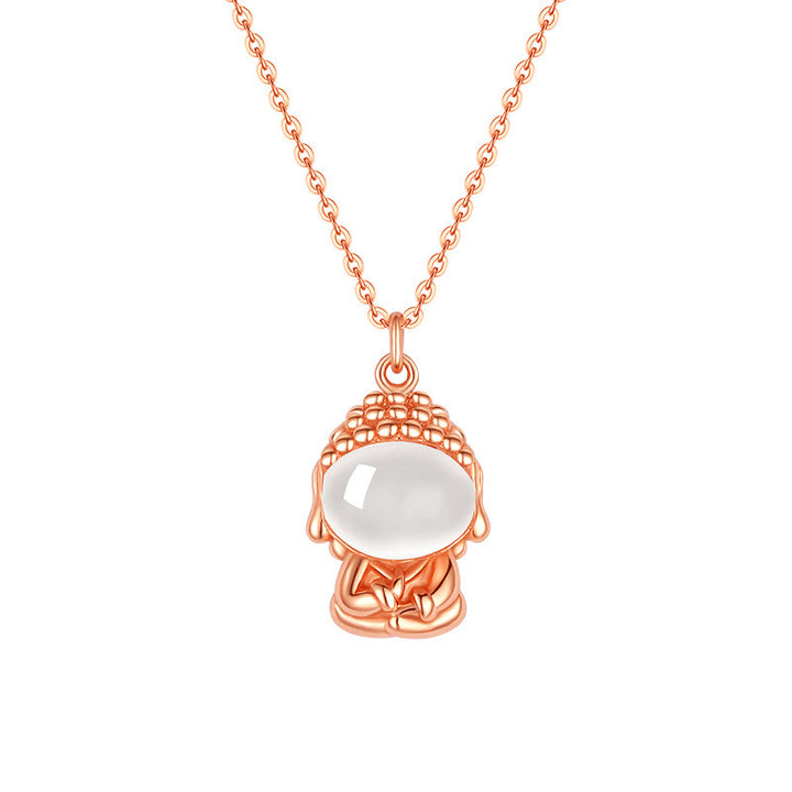 Buddha Stones 925 Sterling Silver Chalcedony Formless Buddha Positive Necklace Pendant - image 4