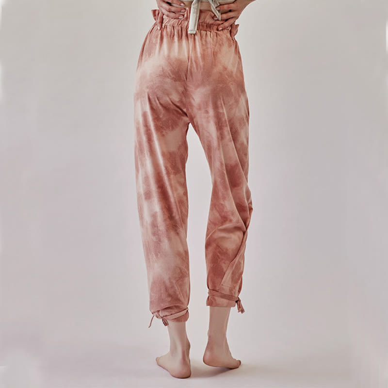 Buddha Stones Casual Trouser Leg Ties Ink Printing Women's Spandex Pants - image 4