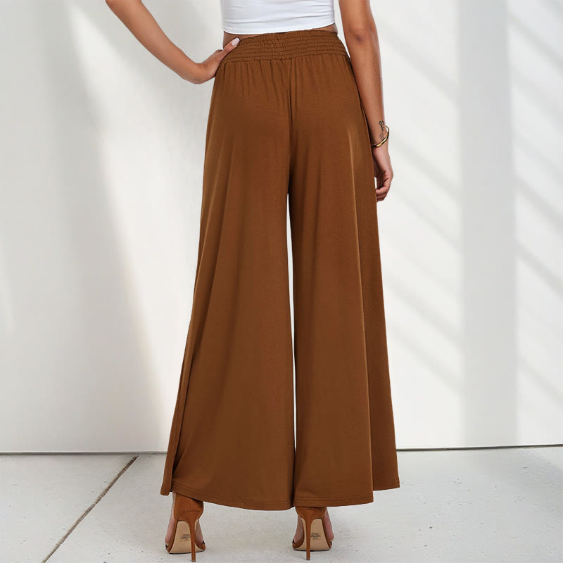 Buddha Stones Casual High Waist Plain Loose Women's Polyester Wide Leg Pants With Pockets - image 8