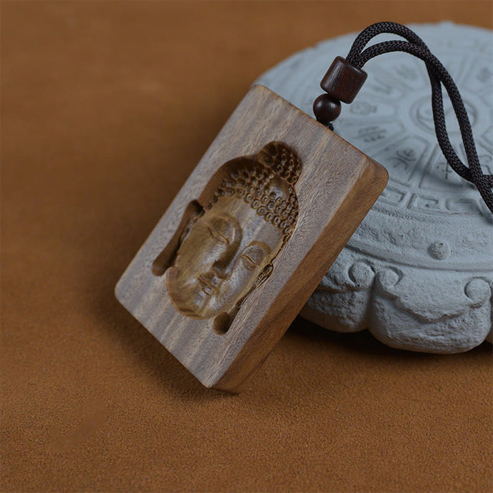 Buddha Stones Green Sandalwood Buddha Symbol Positive Necklace Pendant