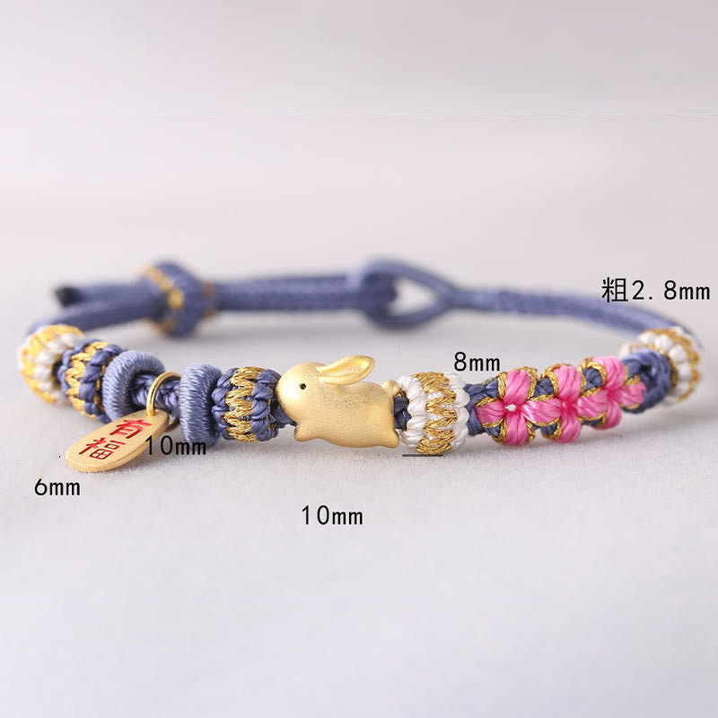 Buddha Stones Handmade Chinese Zodiac Fu Character Fortune Luck Rope Braided Bracelet