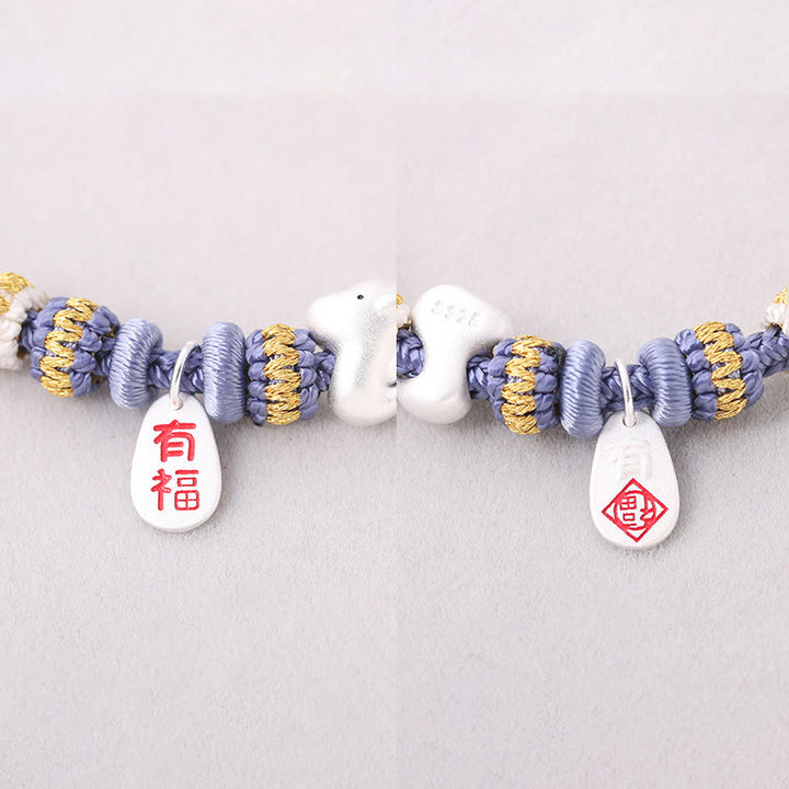 Buddha Stones Handmade Chinese Zodiac Fu Character Fortune Luck Rope Braided Bracelet