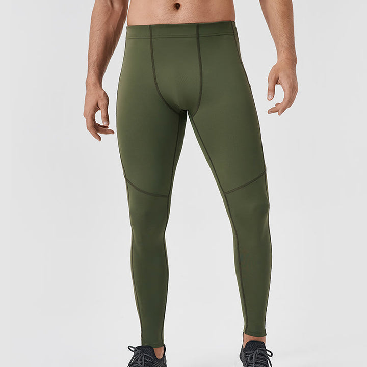 Buddha Stones Solid Color High Waist Elastic Breathable Sports Men's Leggings Pants With Back Zipper Pocket - Olive - US/UK/AU44，EU54 (2XL) - image 25