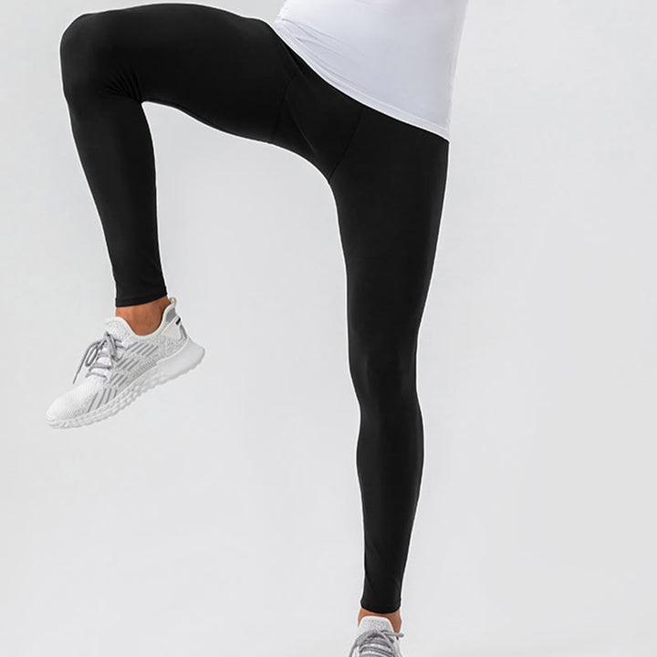 Buddha Stones Plain High Waist Elastic Breathable Sports Men's Leggings Pants - image 5